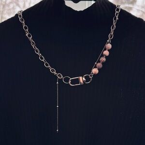 Rhodonite Double Chain Silver necklace